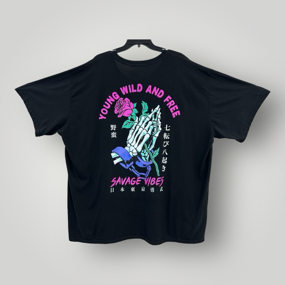 Weekend‎ Warrior Young Wild And Free Tee Womens 5XL Black Graphic Shirt